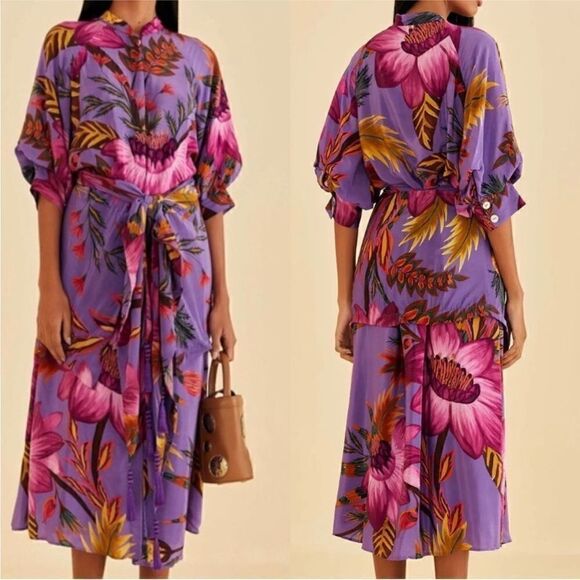 FARM Rio NWT Maxi Flowers Maxi Dress Purple Size XS MSRP $265 - Picture 3 of 11